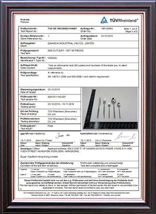 Test der Spülmaschinenbeständigkeit