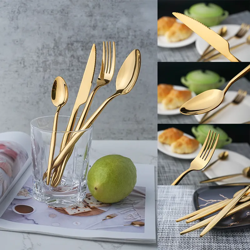 flatware set portugal style stainless steel cutlery set 4pcs/24pcs spoon fork knife teaspoon gift box