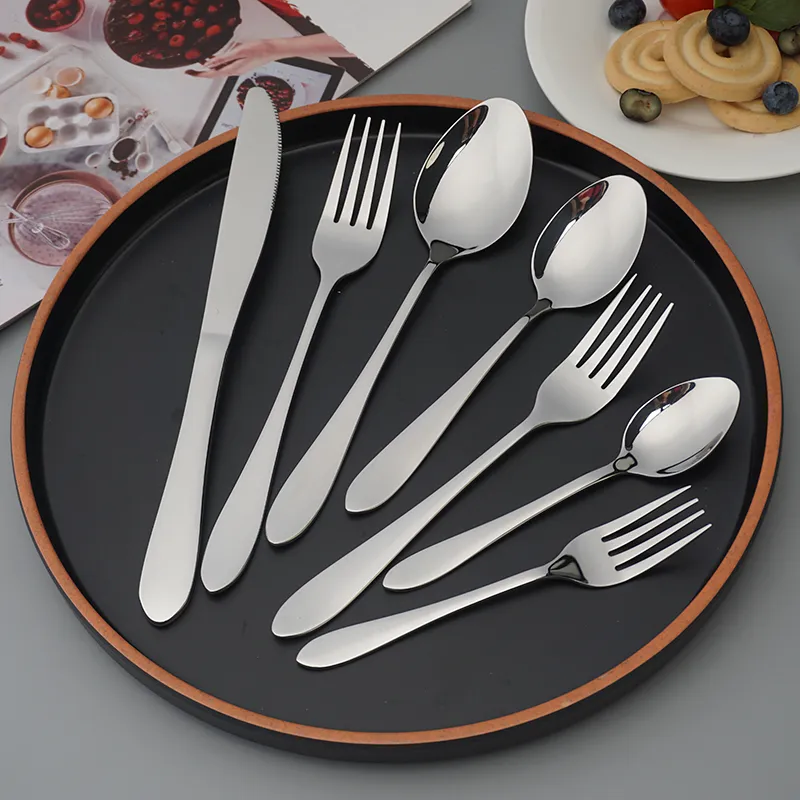 mirror finishing stainless steel cutlery set food grade safe and dishwasher safe knife fork spoon set