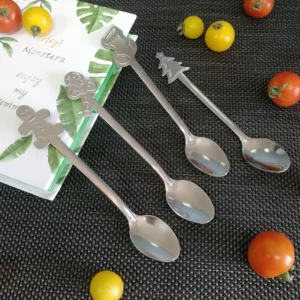 Fabrik Großhandel Weihnachten Geschenk Besteck Schneemann Baum Teelöffel Kaffee Löffel Kinder Löffel Geschirr-Set