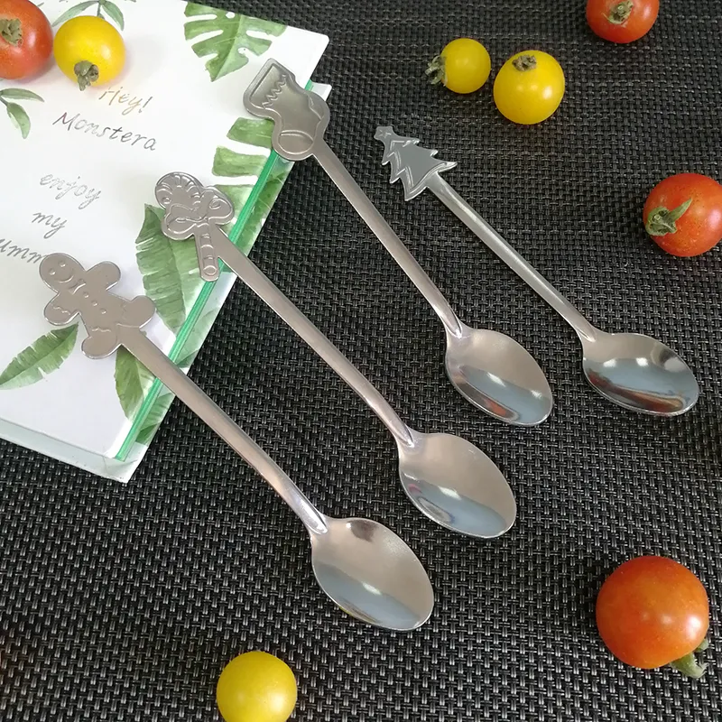 factory wholesale christmas gift cutlery snowman tree teaspoon coffee spoon children spoon dinnerware set