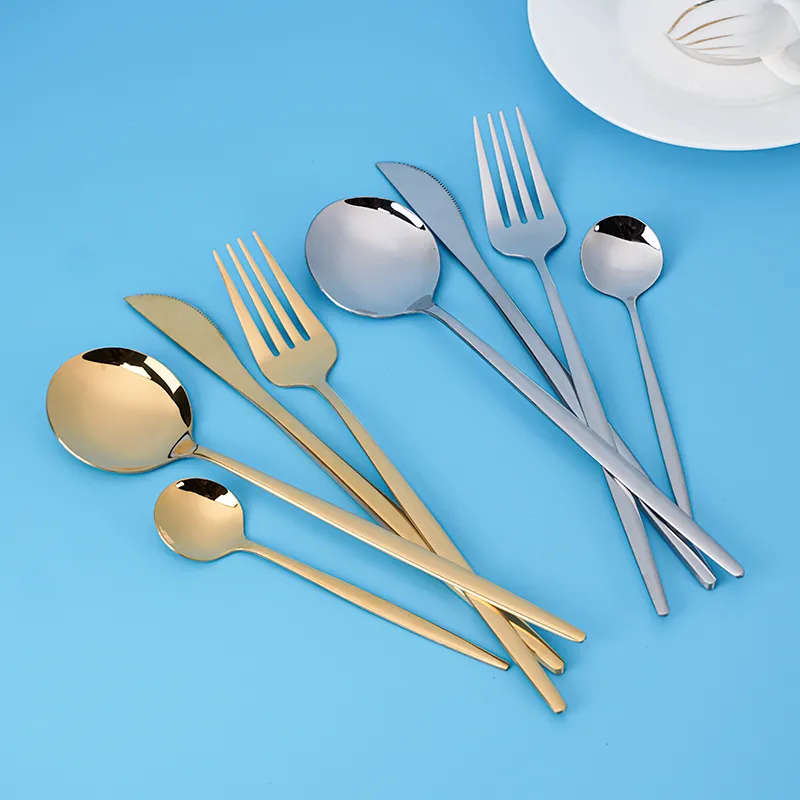 new design portuguese tableware flatware set stainless steel gold cutlery set 4pcs spoon fork knife teaspoon