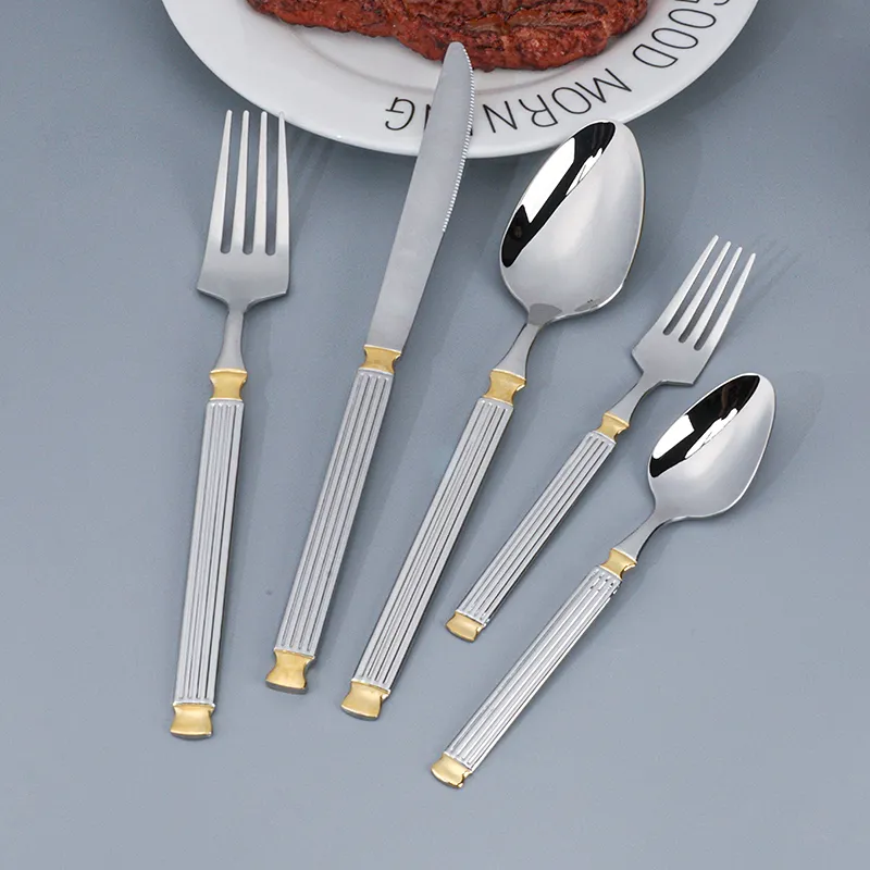 high quality stainless steel cutlery set pvd coating mirror finishing stocks low moq and fast delivery flatware set