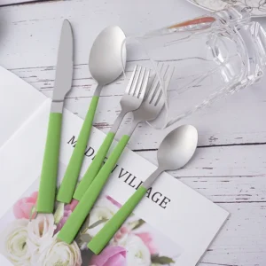 novelty colorful stainless steel flatware set matt finishing food grade safe cutlery set