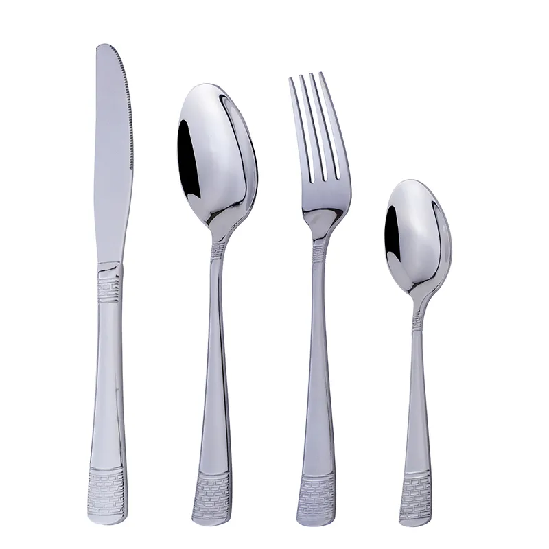 morden luxury 4pcs stainless steel flatware set kitchen silverware steak knife spoon fork teaspoon cutlery set