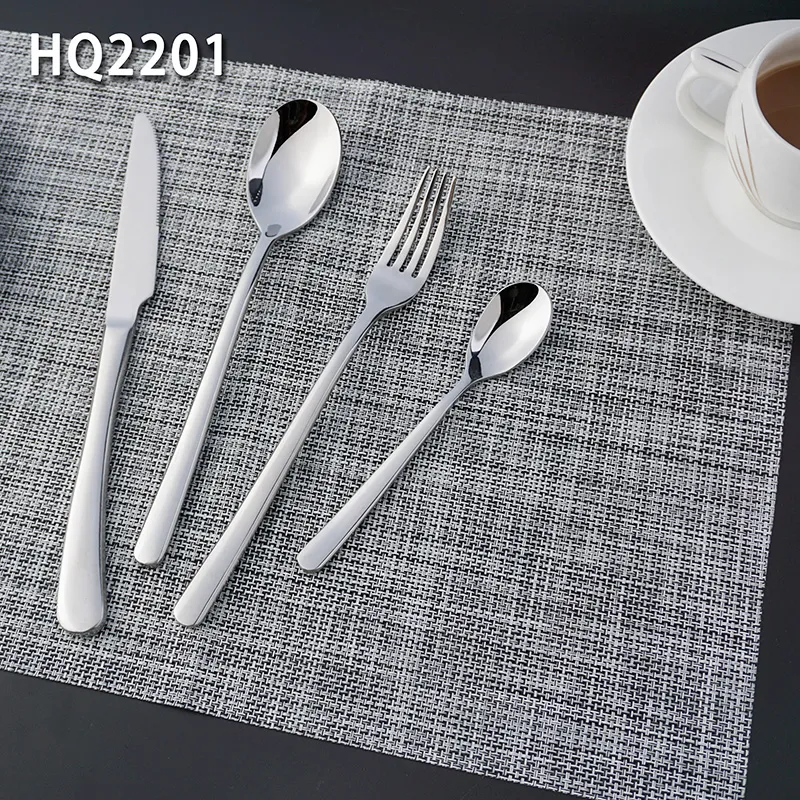 stainless steel spoon fork knife set with laser logo mirror polishing durable cutlery set