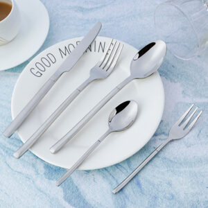 bulk gold knife fork spoon cutlery set stainless steel square handle flatware silverware set