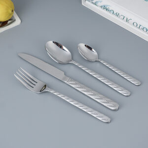 neues design edelstahlbesteck besteck set, wave line griff couverts messer gabel löffel besteck set