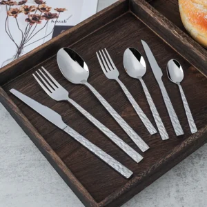 Großbestellung Edelstahl-Bestecksatz quadratischer Griff Löffel Gabel Messer Fabrikpreis