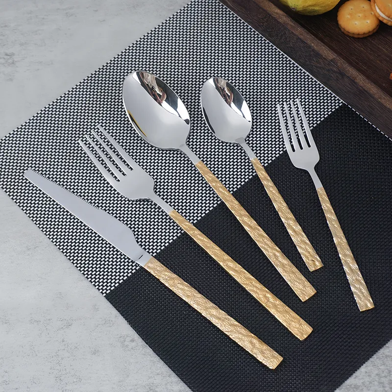 hot sale luxury mirror polishing cutlery set gold plating stainless steel knife fork spoon set