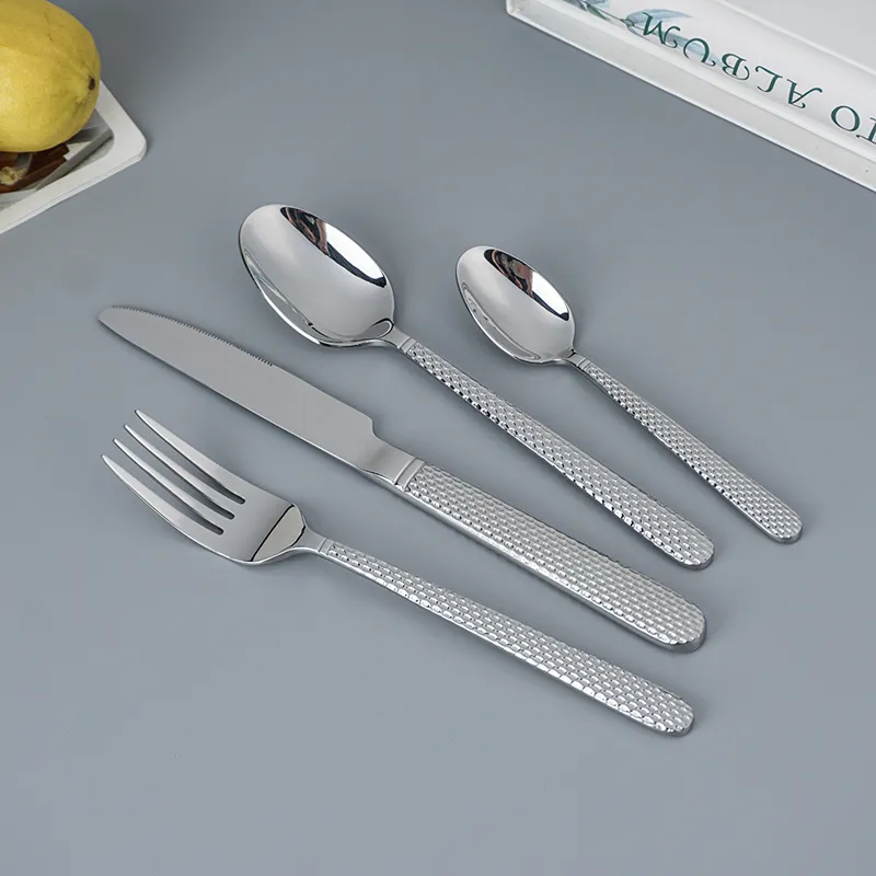 premium mirror polish wedding cutlery set knife fork spoon 4pcs with gift box