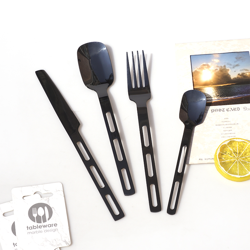 buntes gold schwarzes besteck set edelstahl messer gabel und löffel set luxus hochzeit besteck set für hotel