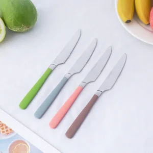 24 pieces flatware set low moq macaroon color stainless steel cutlery set mirror finishing