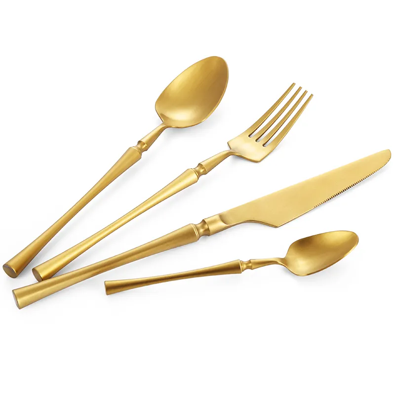 wholesale royal wedding colorful plated dinnerware personalized stainless steel cutlery set knife fork spoon teaspoon