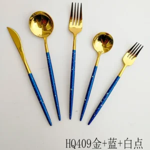 wholesale eco friendly reusable bulk luxury 24pcs stainless steel set flatware custom colorful spoon fork knife set