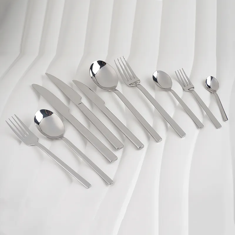 wholesale silverware luxury stainless steel flatware wedding silver handle cake knife fork coffee spoon teaspoon cutlery set