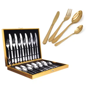 wholesale restaurant hotel cutlery silverware stainless steel flatware set for wedding with gift box set
