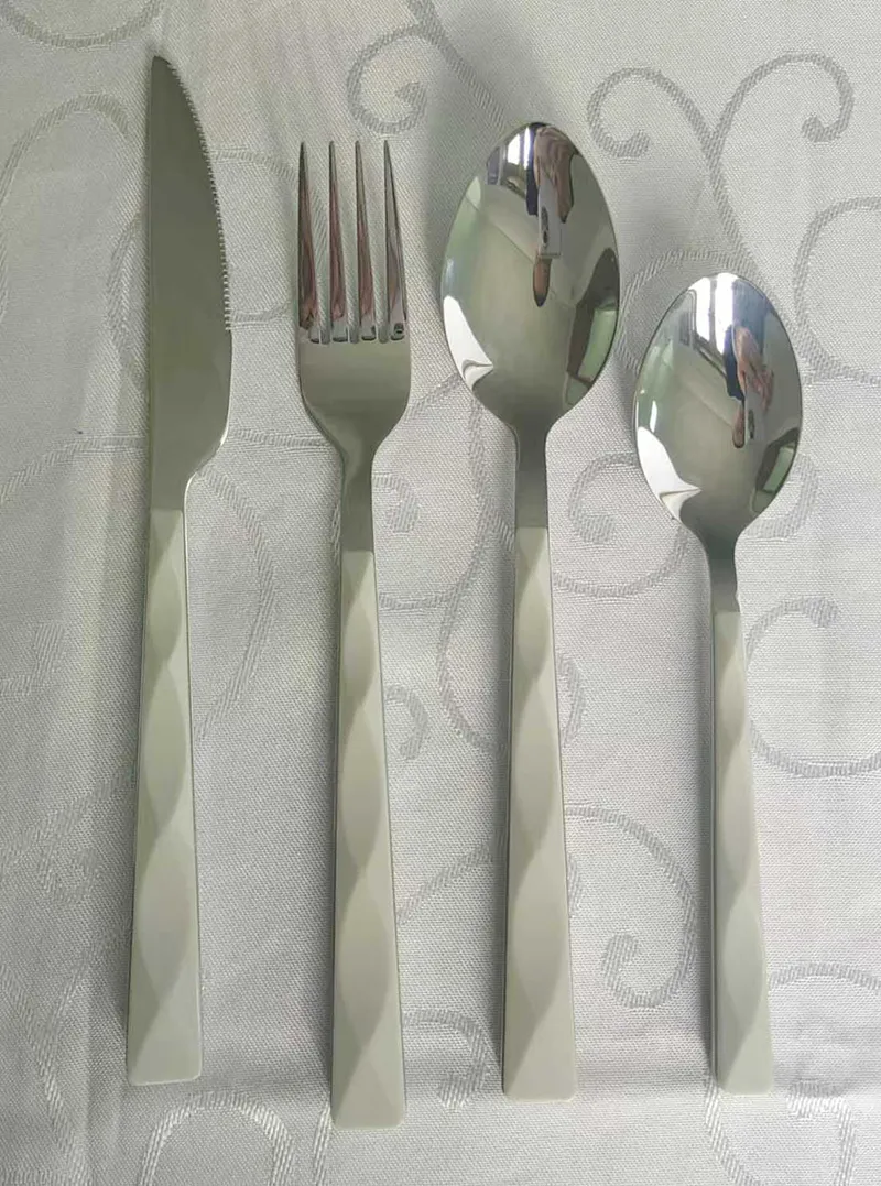 colorful plastic handle flatware set korean style long handle travel flatware set