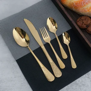 modernes luxus-vergoldetes edelstahl-besteckset hochglanzpoliertes bestückungsset versandfertig niedrige preise