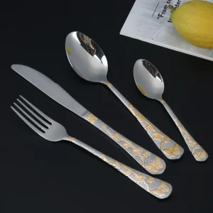 Luxus-Edelstahl-Besteck-Set Hochzeitsbesteck Hochglanz-Finish Fancy Servierlöffel-Set