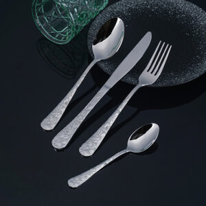 Vintage-Muster Edelstahl-Besteck-Set für zu Hause Esslöffel, Steakmesser, Dessertgabeln