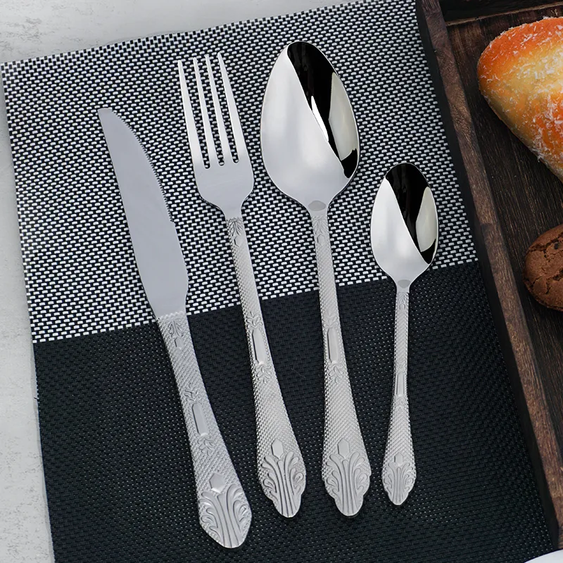 luxury high quality reusable silverware royal wedding stainless steel hotel cutlery set