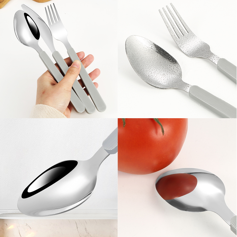 wholesale manufacture knife spoon fork kitchen restaurant plastic handle cutlery set stainless steel flatware set