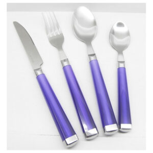 factory price new design stainless steel plastic handle cutlery set silver flatware set 24pcs spoons forks knives (复制)