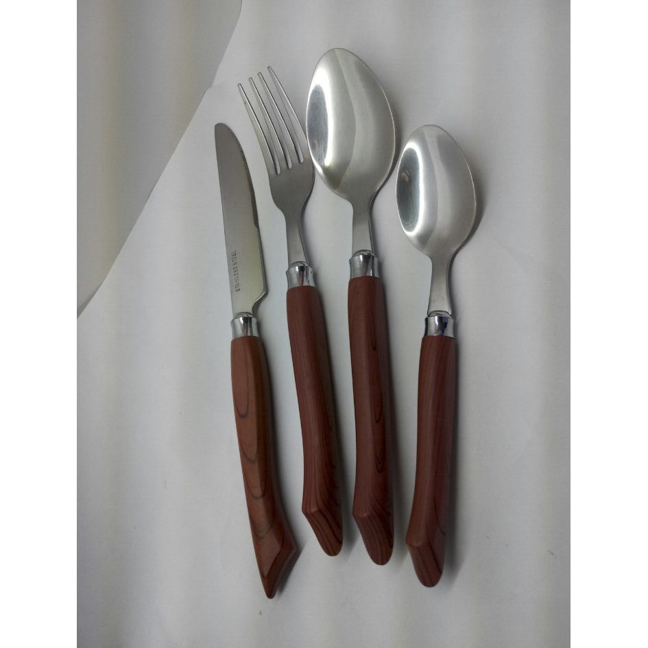 factory price new design stainless steel plastic handle cutlery set silver flatware set 24pcs spoons forks knives (复制)