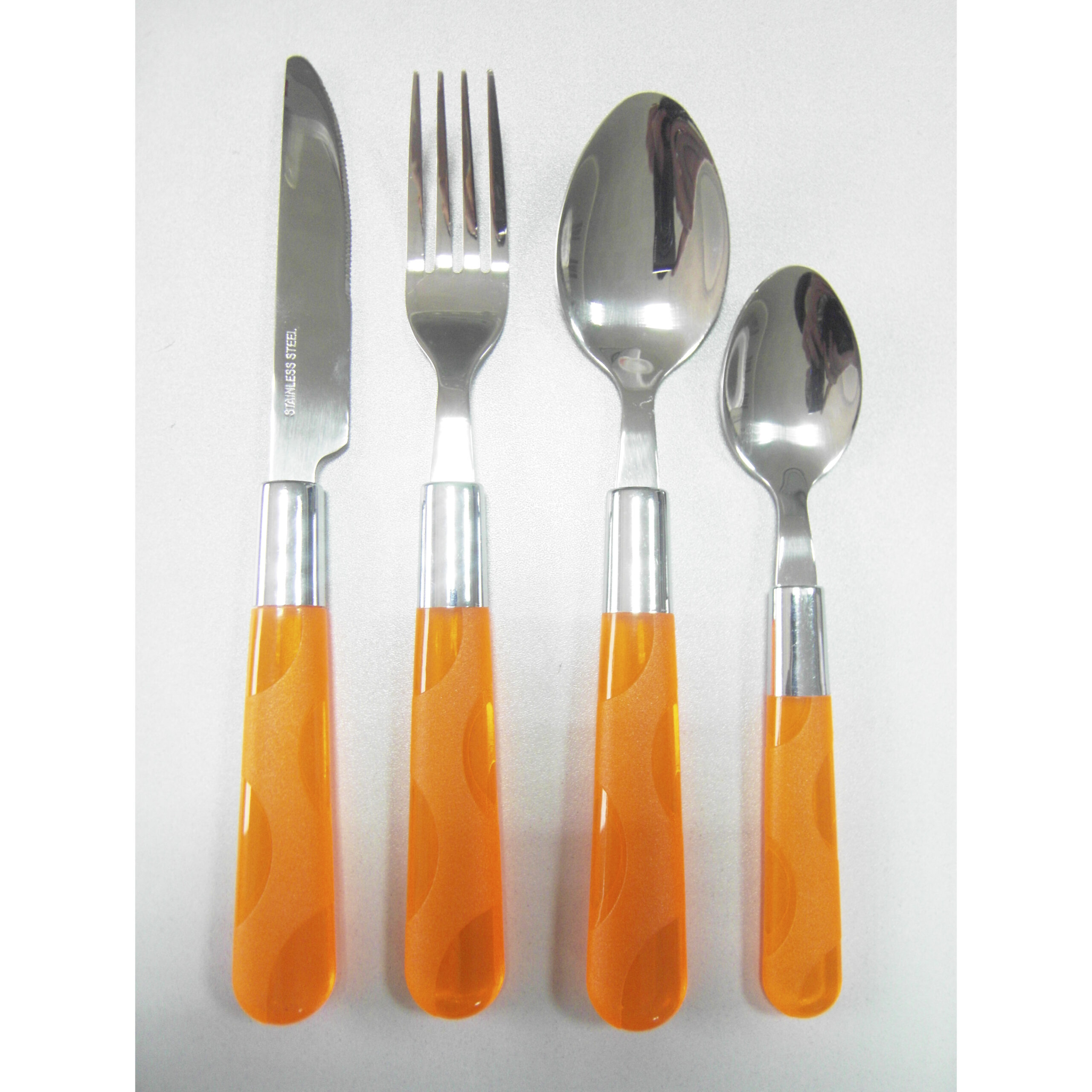 stainless steel tableware 24pcs spoon knife fork multi functions cutlery set with plastic handl (复制)