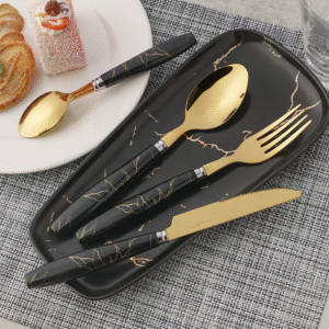 stainless steel tableware 24pcs spoon knife fork multi functions cutlery set with plastic handl (复制)