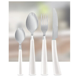 factory price new design stainless steel plastic handle cutlery set silver flatware set 24pcs spoons forks knives (复制)