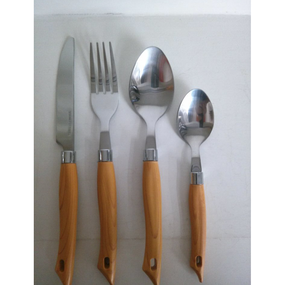 factory price new design stainless steel plastic handle cutlery set silver flatware set 24pcs spoons forks knives (复制)