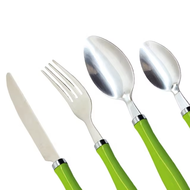 Edelstahlgeschirr 24tlg. Löffel Messer Gabel Multifunktionsbesteck mit Kunststoffgriff (复制)