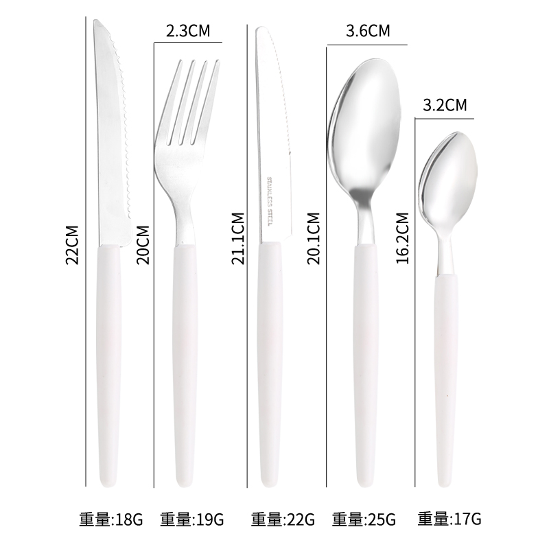 stainless steel tableware plastic clip handle tableware plastic handle knife fork spoon cutlery set