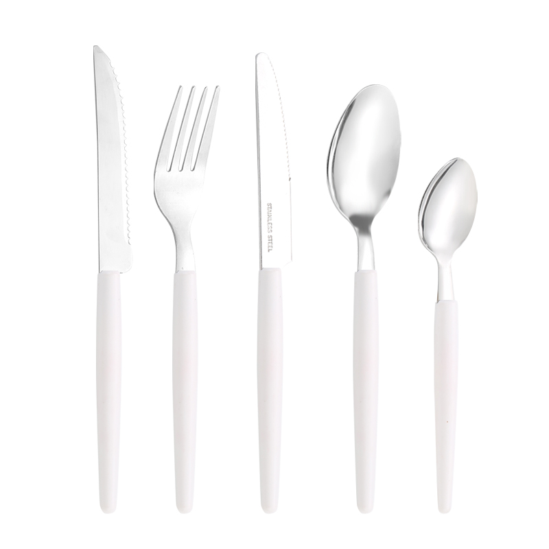 stainless steel tableware plastic clip handle tableware plastic handle knife fork spoon cutlery set