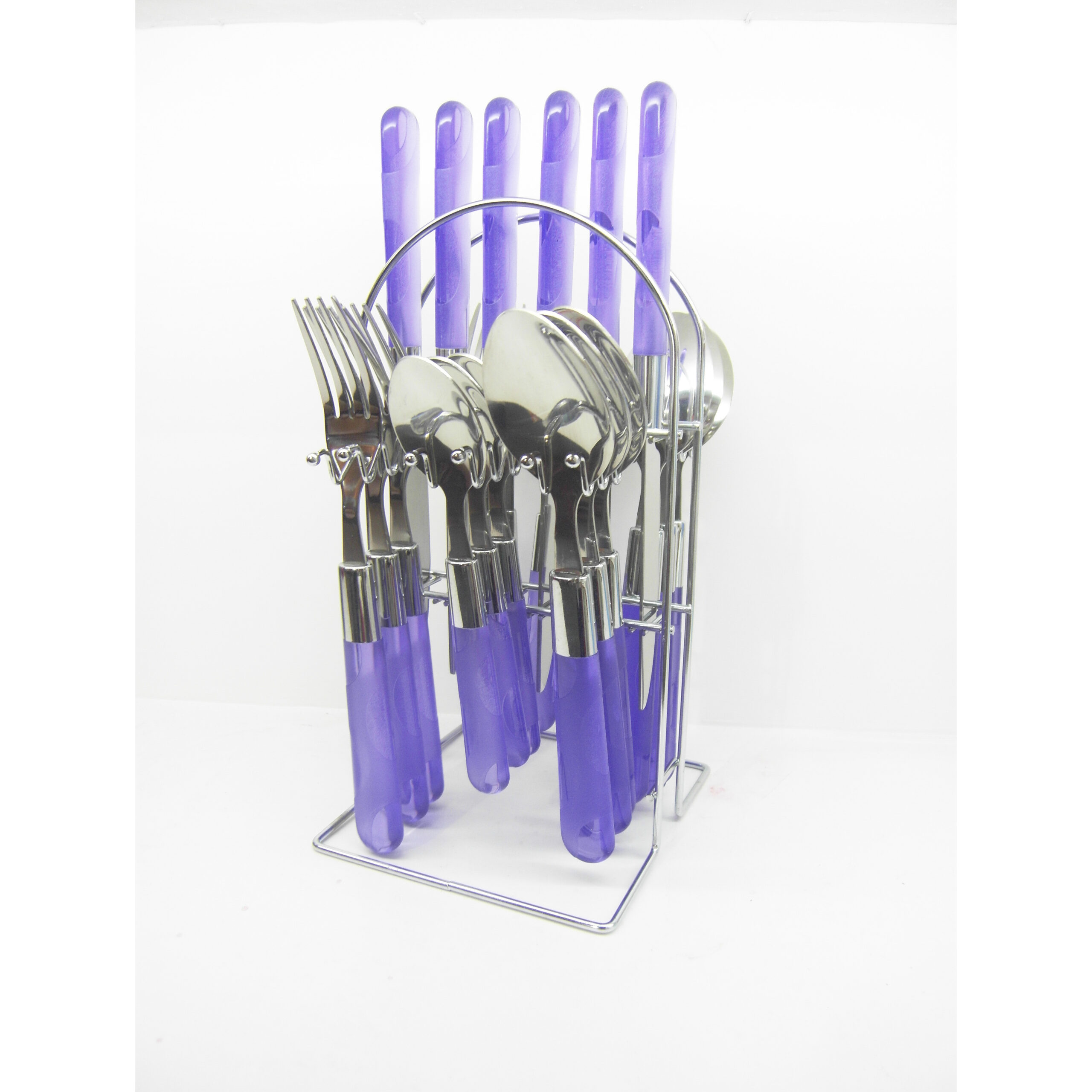 stainless steel tableware 24pcs spoon knife fork multi functions cutlery set with plastic handl (复制)