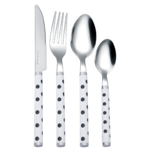 factory price new design stainless steel plastic handle cutlery set silver flatware set 24pcs spoons forks knives (复制)