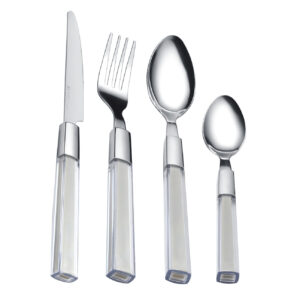 factory price new design stainless steel plastic handle cutlery set silver flatware set 24pcs spoons forks knives (复制)