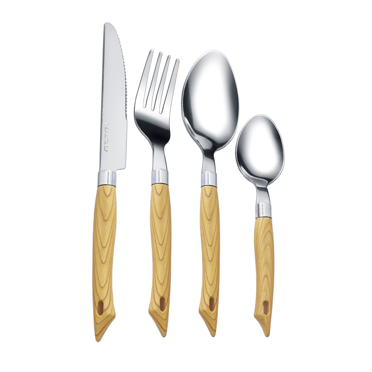 factory price new design stainless steel plastic handle cutlery set silver flatware set 24pcs spoons forks knives (复制)