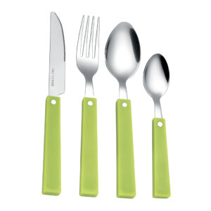 wholesale manufacture knife spoon fork kitchen restaurant plastic handle cutlery set stainless steel flatware set