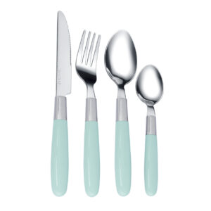 wholesale manufacture knife spoon fork kitchen restaurant plastic handle cutlery set stainless steel flatware set