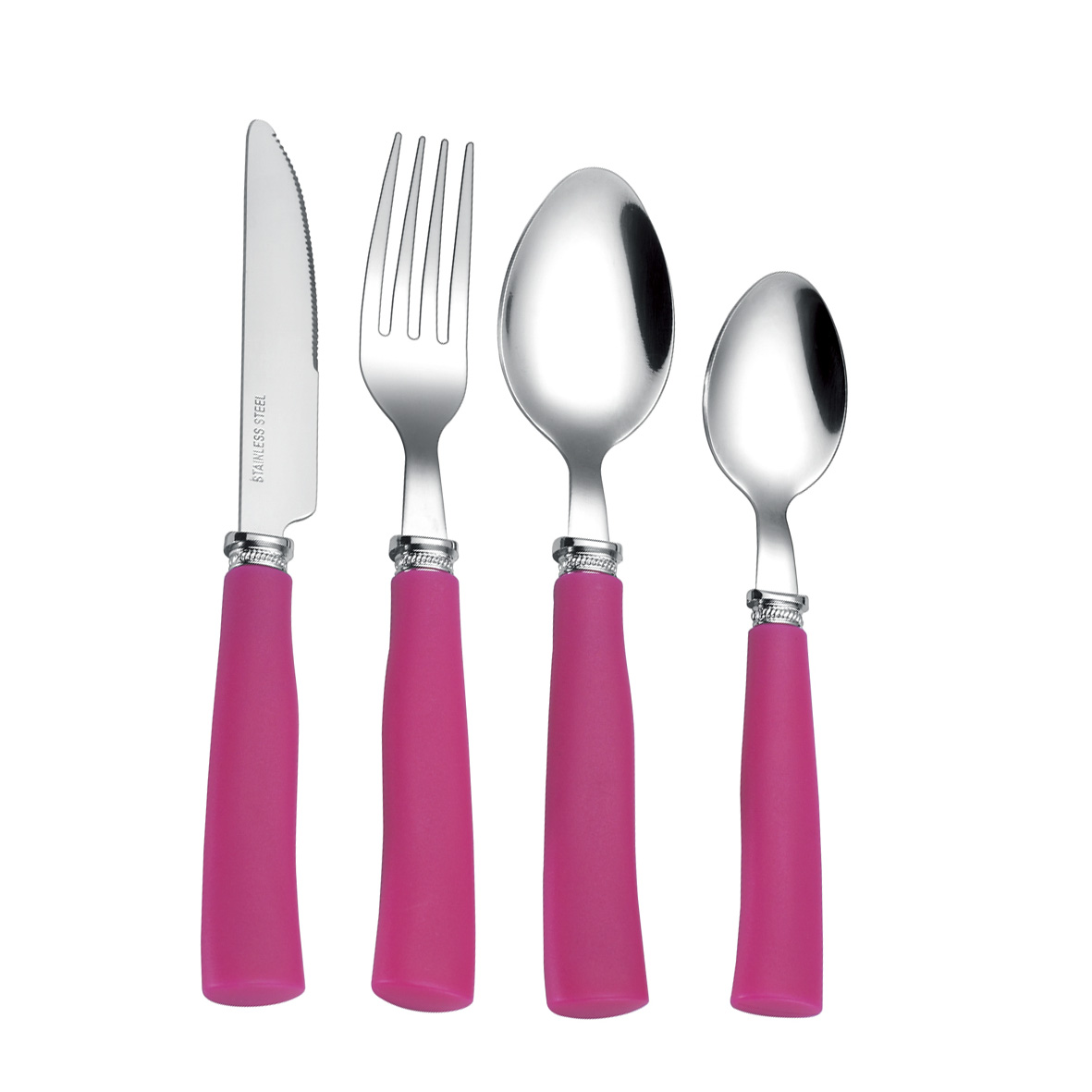 wholesale manufacture knife spoon fork kitchen restaurant plastic handle cutlery set stainless steel flatware set (复制)