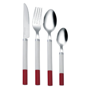 wholesale manufacture knife spoon fork kitchen restaurant plastic handle cutlery set stainless steel flatware set (复制)
