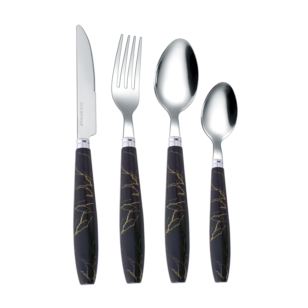 stainless steel tableware 24pcs spoon knife fork multi functions cutlery set with plastic handl (复制)