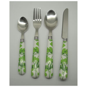 Wholesale Luxury Stainless Steel Wedding Tableware Set Plastic Handle Knife Fork Spoon Silverware Flatware Set