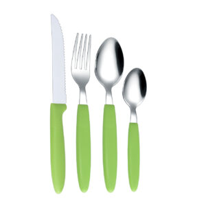 Factory Sale Stainless Steel Flatware Knife Fork Spoon Plastic Handle Cutlery Set Durable Tableware