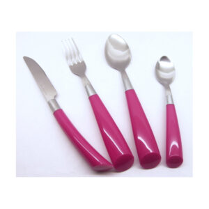wholesale manufacture knife spoon fork kitchen restaurant plastic handle cutlery set stainless steel flatware set