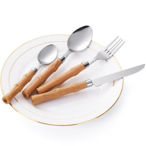 stainless steel tableware 24pcs spoon knife fork multi functions cutlery set with plastic handl (复制)