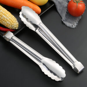 201 ملقط طعام معدني من الفولاذ المقاوم للصدأ للمطبخ من الفولاذ المقاوم للصدأ غير قابل للانزلاق، ملقط تقديم الطعام غير لاصق للشواء (复)